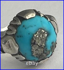 Sterling silver 925 turquoise Natural stone vintage ring persian handmade