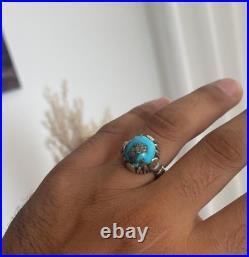 Sterling silver 925 turquoise Natural stone vintage ring persian handmade