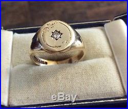Stunning Gents Super Quality Vintage Heavy Solid 9CT Gold Mens Diamond Ring S. 5
