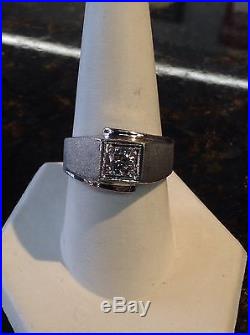 Stunning Men's Vintage 14K White Gold Diamond Ring 0.45 Carat