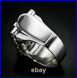 Stylish Men's Vintage Engagement Ring 14K White Gold 3.89 Ct Simulated Diamond