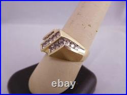 Super Vintage 14k Solid Yellow Gold Diamond Stone Men's Ring