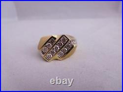 Super Vintage 14k Solid Yellow Gold Diamond Stone Men's Ring