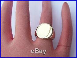 Superb Mens Vintage 9ct Gold Heavy Signet Pinky Ring Size O 17.58mm 11.2 Grams