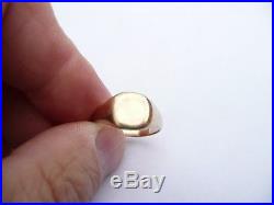 Superb Mens Vintage 9ct Gold Signet Pinky Ring Size P 1/2 18.16mm 3.4 Grams