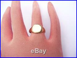 Superb Mens Vintage 9ct Gold Signet Pinky Ring Size P 1/2 18.16mm 3.4 Grams