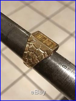 Superb Quality Vintage Mens 14k Gold Nugget / Gold Bar RingSz 7.75