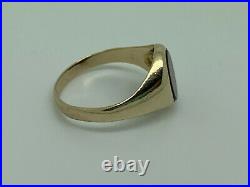Superb Vintage 1964 9ct Solid Gold Carnelian Signet Mens Ring Size P