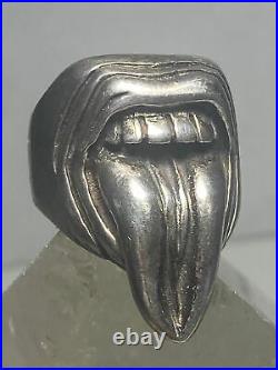 Tongue ring size 11.50 biker mouth band sterling silver men