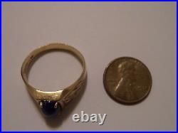 Tru Glo Vintage Men's 10k Yellow Gold Star Blue Sapphire Ring Size 12 1/4