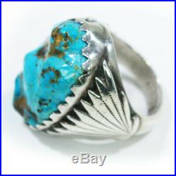 Turquoise Mens Nugget Ring Size 10.5 Vintage Old Pawn Zuni Large Heavy Signed