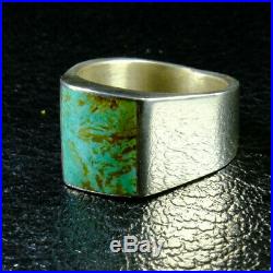 Turquoise Ring Hopi Mens Vintage Style Native American Jewelry Large Silver