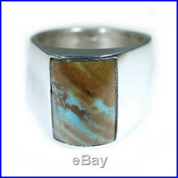 Turquoise Ring Mens Vintage Style Native American Jewelry Navajo Large Silver