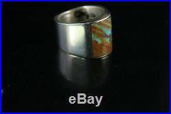 Turquoise Ring Mens Vintage Style Native American Jewelry Navajo Large Silver
