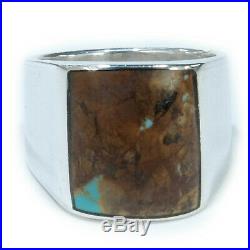 Turquoise Ring Navajo Mens Vintage Style Native American Jewelry Silver Large