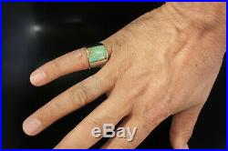 Turquoise Ring Vintage Style Native American Jewelry Mens Navajo Large Silver