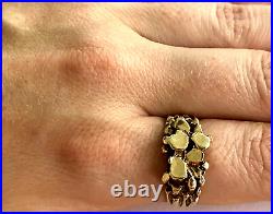 Unique Vintage 10K Yellow Gold Nugget Design Men's Ring Band Size 9.25