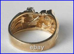 Unique Vintage 10k Gold Mens Diamond Nugget Freeform Ring Heavy 8.3g Size 9.75