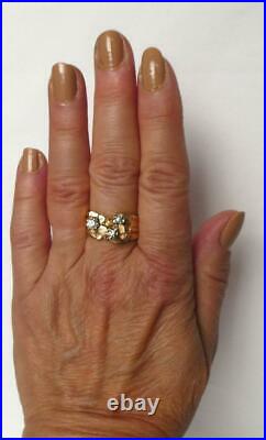 Unique Vintage 10k Gold Mens Diamond Nugget Freeform Ring Heavy 8.3g Size 9.75