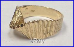 Unique Vintage 14k Yellow Gold Ring Watch Band Design Mens Sz 8 Twisted Pattern