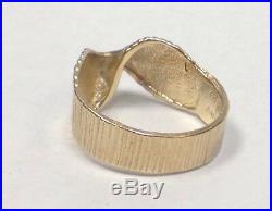 Unique Vintage 14k Yellow Gold Ring Watch Band Design Mens Sz 8 Twisted Pattern