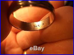 Unusual & Interesting Old Vtg Mens 14k White Gold Wedding Band Ring, Signed'le