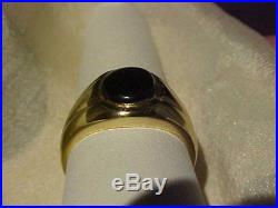 VINTAGEMENS BLACK STAR SAPPHIRE SOLITAIRE RING 14K YELLOW GOLD sz9 BUY NOW