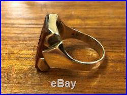 VINTAGE 10K YELLOW GOLD MENS RING with INTAGLIO of CARNELIAN Size 9.75