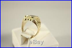 VINTAGE 14K SOLID YELLOW GOLD MENS COB SHIPWRECK SILVER COIN RING 8.6g SIZE 8