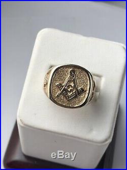 VINTAGE 14K Solid GOLD MASONIC High Quality MEN'S RING SIZE 9, 14.2 GRAMS