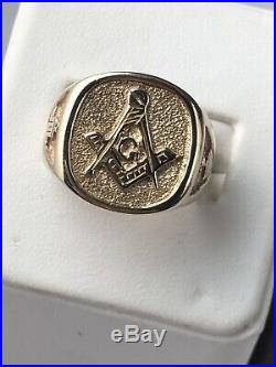 VINTAGE 14K Solid GOLD MASONIC High Quality MEN'S RING SIZE 9, 14.2 GRAMS