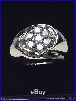 VINTAGE 14K WHITE GOLD with 1.00CT GENUINE DIAMONDS MEN'S POLISHED RING SIZE 7 1/2