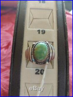 VINTAGE DEAD PAWN STERLING SILVER TURQUOISE HANDMADE Man RING 13 3/4