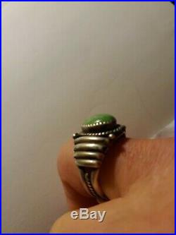 VINTAGE DEAD PAWN STERLING SILVER TURQUOISE HANDMADE Man RING 13 3/4