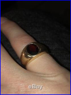 VINTAGE MENS 14K GOLD RING WITH RUBY 6.8g