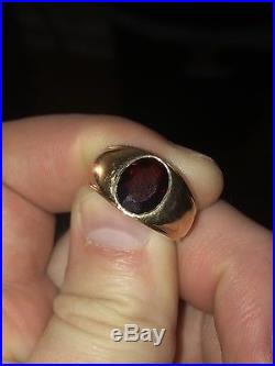 VINTAGE MENS 14K GOLD RING WITH RUBY 6.8g