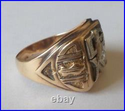 VINTAGE MEN'S MASONIC 3rd DEGREE RING, 10k SOLID GOLD, SIZE 10, WITH DIAMOND