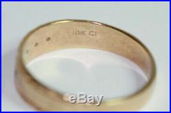 VINTAGE MEN'S WEDDING RING BAND NATURAL DIAMONDS CHIPS SOLID YELLOW GOLD Size 10