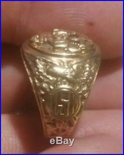 VINTAGE Men's 10KT YELLOW Gold US NAVY Ring Size 7 USN, 7.1 grams