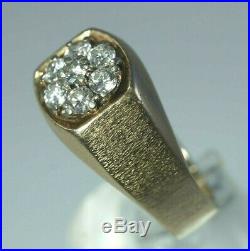 VINTAGE Men's 14K Yellow Gold 1CTW NATURAL DIAMOND Ring, Size 11 ESTATE