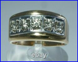 VINTAGE Men's 14K Yellow Gold. 85ctw NATURAL DIAMOND 5-Stone Ring, Size 10