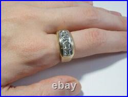 VINTAGE Men's 14K Yellow Gold. 85ctw NATURAL DIAMOND 5-Stone Ring, Size 10