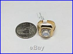 VINTAGE! RARE! Man's 18K Y Solid Gold Moonstone Ring, Circa 1960's SOLID BACK