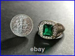 VINTAGE REGENCY Men's Ring Sterling Emerald-Green Tourmaline & White Quartz