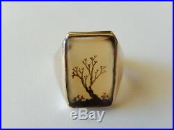 VINTAGE SOLID 14K Yellow Gold Large Men's Tree of Life Signet Ring Size 9.25