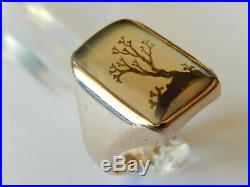VINTAGE SOLID 14K Yellow Gold Large Men's Tree of Life Signet Ring Size 9.25