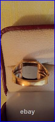 VIntage Mens Pinky Ring 10K Yellow Gold Hematite Intaglio Roman Soldier Profile