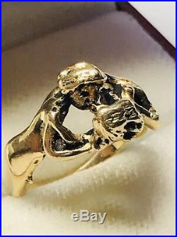 VIntage Ring 14k Solid Yellow Gold Nude Lovers Man Woman Size 4.75+