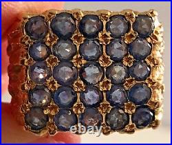 VTG Men Square Cut natural Blue Sapphire Ring 14k Gold Size 8 gorgeous 15.8 gms