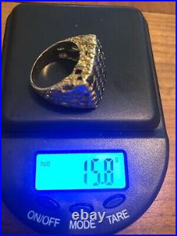 VTG Men Square Cut natural Blue Sapphire Ring 14k Gold Size 8 gorgeous 15.8 gms